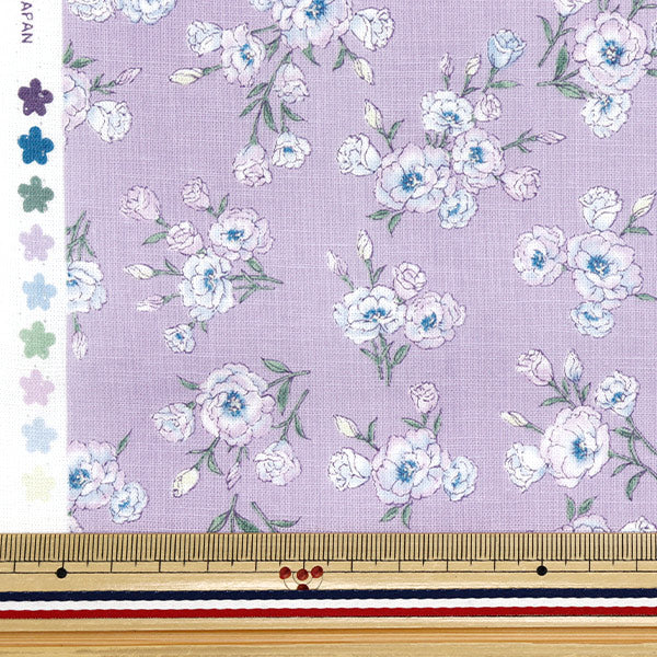 [Quantity starting from 5] Fabric "Ansolie Cotton Linen Print Soft Processing Turkish Kikyo Purple 142-1362-B3PP"