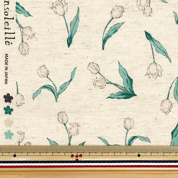 [Quantity starting from 5] Fabric "Ansolie Cotton Linen Print Soft Processed Tulip Natural 142-1362-C1NA"