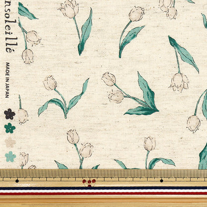 [Quantity starting from 5] Fabric "Ansolie Cotton Linen Print Soft Processed Tulip Natural 142-1362-C1NA"