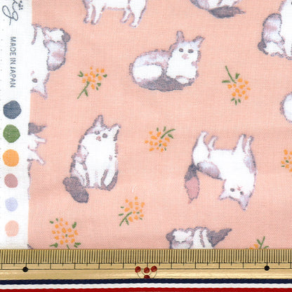 [Quantity starting from 5] Fabric 『double gauze Fulfig Cat Pink 142-1363-A2"