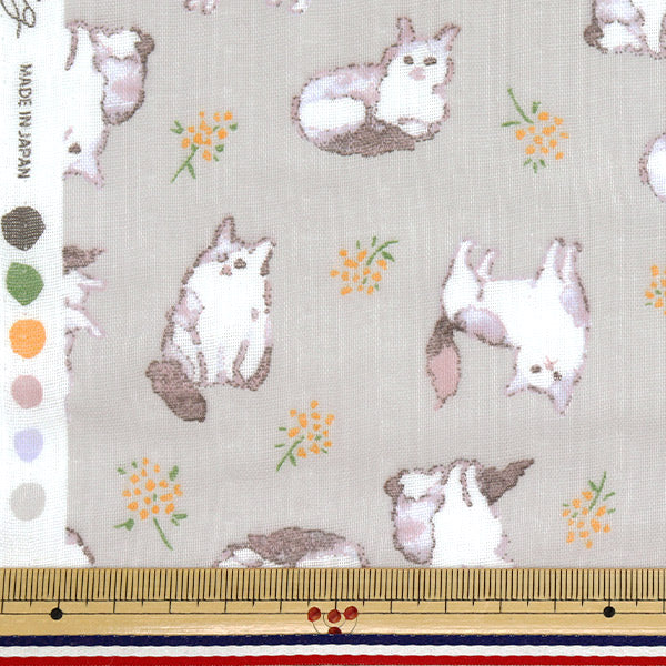 [Quantity starting from 5] Fabric 『double gauze Fulfig Cat Gray 142-1363-A4"