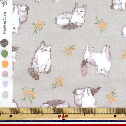 [Quantity starting from 5] Fabric 『double gauze Fulfig Cat Gray 142-1363-A4"