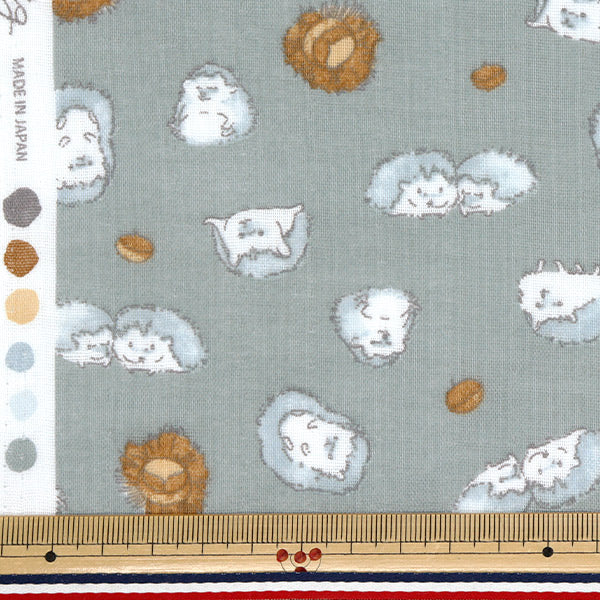 [Quantity starting from 5] Fabric 『double gauze Fulfig hedgehog grey 142-1363-B3"