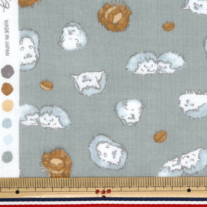 [Quantity starting from 5] Fabric 『double gauze Fulfig hedgehog grey 142-1363-B3"