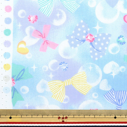[From quantity 5] Fabric 『Oxford Favorite series bubbleRibbon Blue MOWF-156bl"