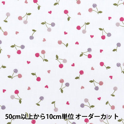 [From quantity 5] Fabric 『Sheeting Favorite Series Cherry Heart Off White Pink MOWF-157owp"