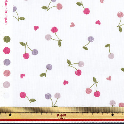 [From quantity 5] Fabric 『Sheeting Favorite Series Cherry Heart Off White Pink MOWF-157owp"