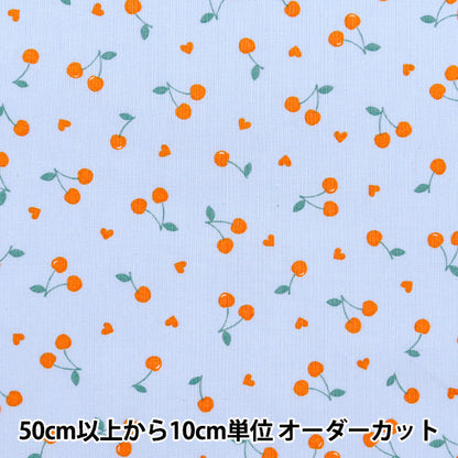 [From quantity 5] Fabric 『Sheeting Favorite Series Cherry Heart Blue MOWF-157BL"