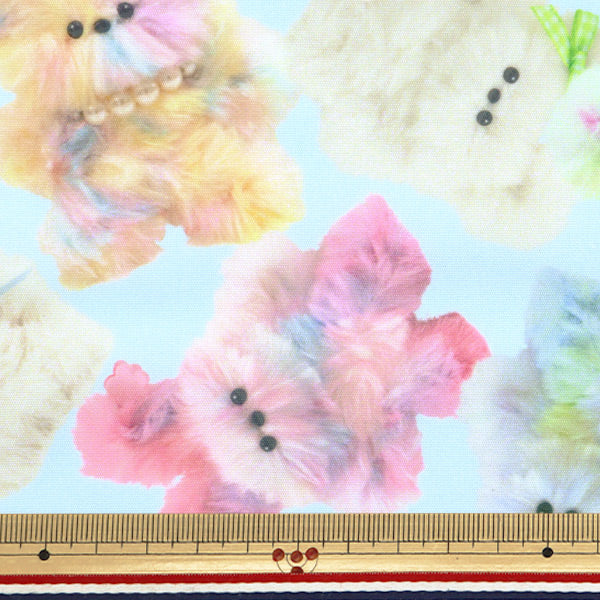 织物 "Imadokikids 剪布 大约45厘米x 100厘米彩虹动物蓝色IMAF-21C-BL" KIYOHARA