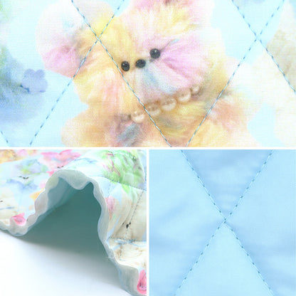 织物 "imadokikids被子剪布 大约60厘米x 100厘米彩虹动物蓝色IMAF-21QC-bl" KIYOHARA