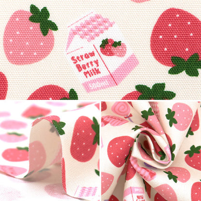 [From quantity 5] Fabric 『Oxford Favorite Series Strawberry Milk Off White MOWF-161-OW"