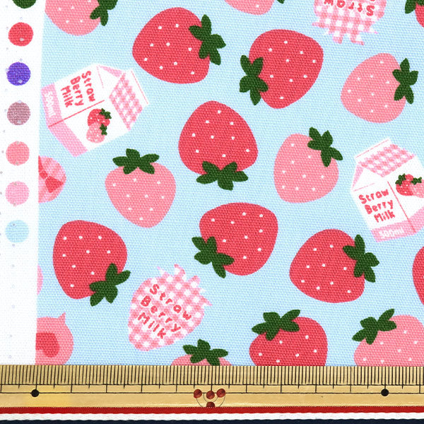 [From quantity 5] Fabric 『Oxford Favorite Series Strawberry Milk Blue MOWF-161-BL"