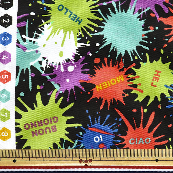 [Quantity starting from 5] Fabric "NaniCore Series" Oxford Water-repellent Painting World Black NNF-18BK"