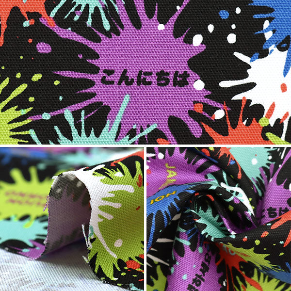 [Quantity starting from 5] Fabric "NaniCore Series" Oxford Water-repellent Painting World Black NNF-18BK"