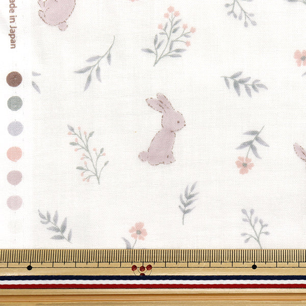 [Quantity starting from 5] Fabric 『double gauze Favorite Baby Flower Rabbit Off-White OKBF-46-OW"