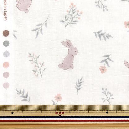[Quantity starting from 5] Fabric 『double gauze Favorite Baby Flower Rabbit Off-White OKBF-46-OW"