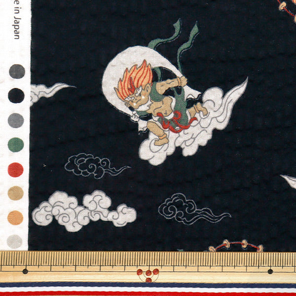 [Quantity starting from 5] Fabric "Ripple Favorite Series Wind God Thunder God Black MOWR-33-BK"