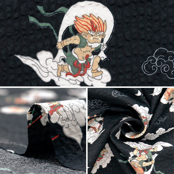 [Quantity starting from 5] Fabric "Ripple Favorite Series Wind God Thunder God Black MOWR-33-BK"