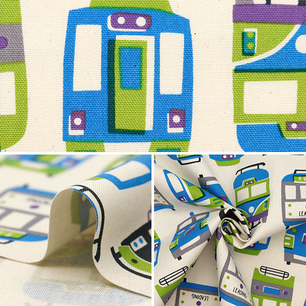 [From quantity 5] Fabric 『Oxford Train pattern off-white YK-19020-2A" KOKKA