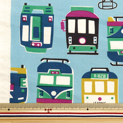 [Quantity starting from 5] Fabric 『Oxford Train pattern light blue YK-19020-2B" KOKKA