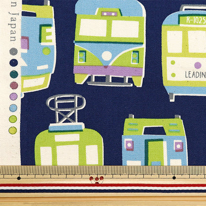 [Quantity starting from 5] Fabric 『Oxford Train pattern navy YK-19020-2D" KOKKA