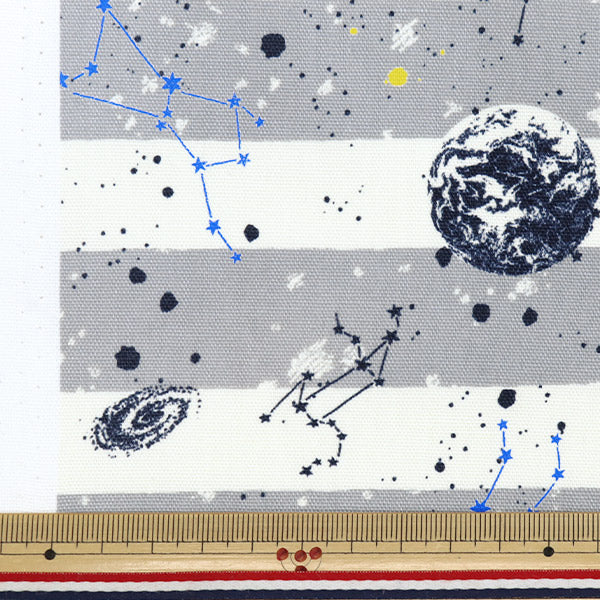 [Quantity starting from 5] Fabric 『Oxford Border space pattern gray IO-82190-1C" KOKKA