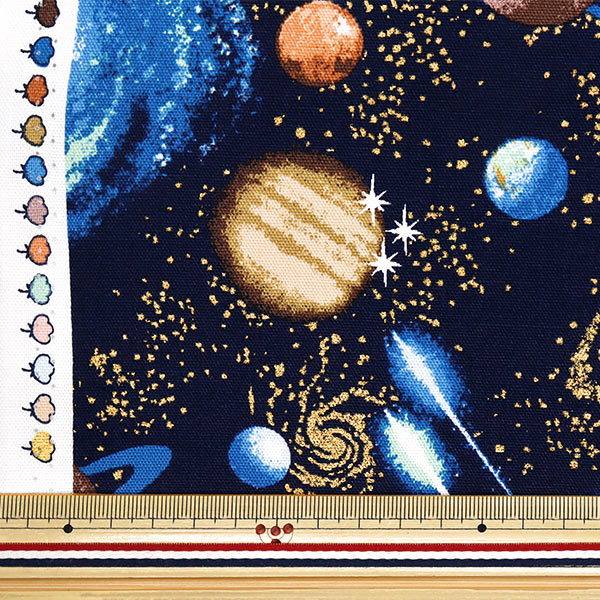 [Quantity starting from 5] Fabric 『Oxford Space pattern navy 2400-4A"
