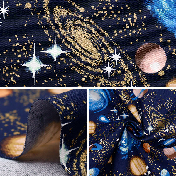[Quantity starting from 5] Fabric 『Oxford Space pattern navy 2400-4A"