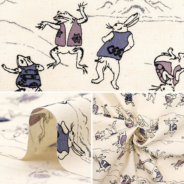 [Quantity starting from 5] Fabric 『Sheeting Modern Japanese Pattern Torijuu Giga Natural 8800-34A"