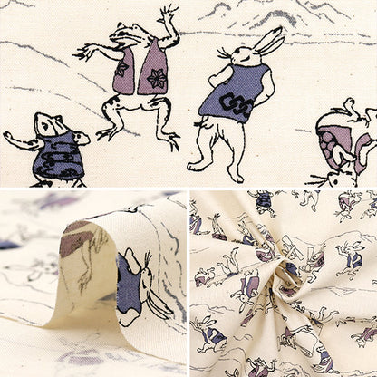 [Quantity starting from 5] Fabric 『Sheeting Modern Japanese Pattern Torijuu Giga Natural 8800-34A"