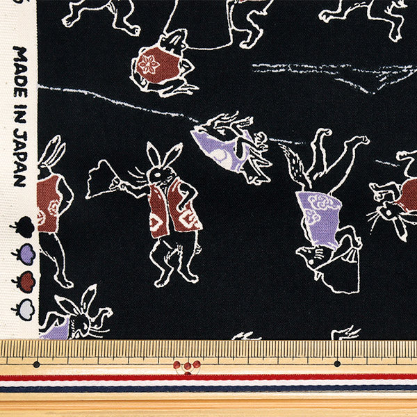 [Quantity starting from 5] Fabric 『Sheeting Modern Japanese Pattern Torijuu Giga Black 8800-34D"