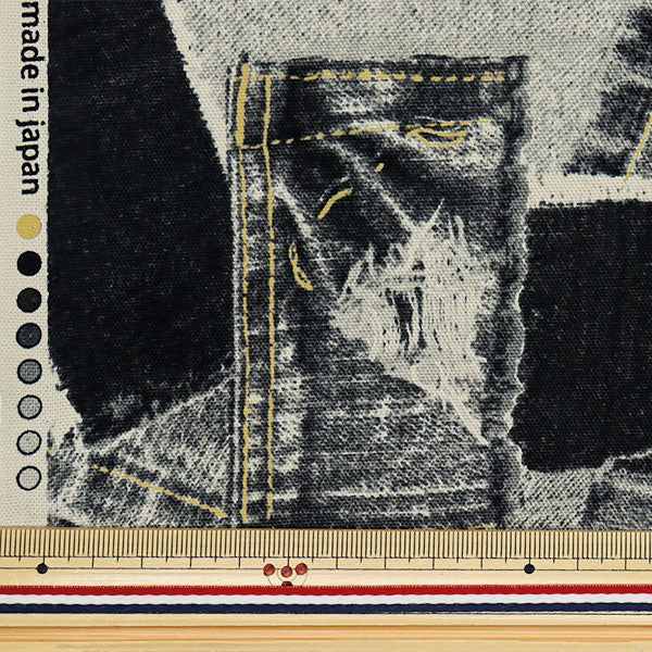 [Quantity starting from 5] Fabric 『Oxford Denim print black 38132-1C"