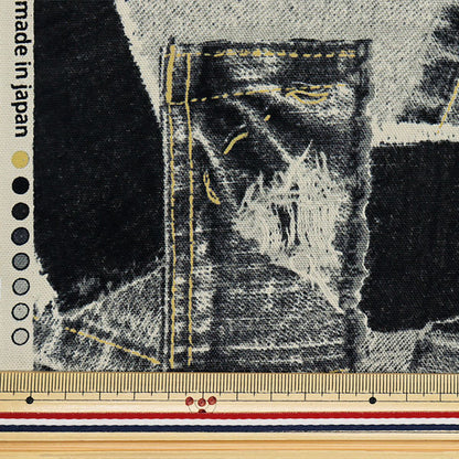 [Quantity starting from 5] Fabric 『Oxford Denim print black 38132-1C"