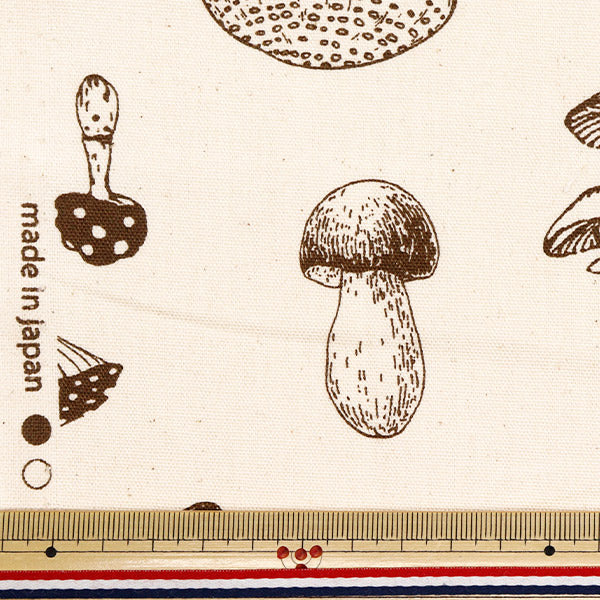 [Quantity starting from 5] Fabric 『OxfordPrinted mushroom Kinari 38135-1A"