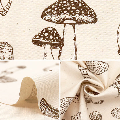 [Quantity starting from 5] Fabric 『OxfordPrinted mushroom Kinari 38135-1A"