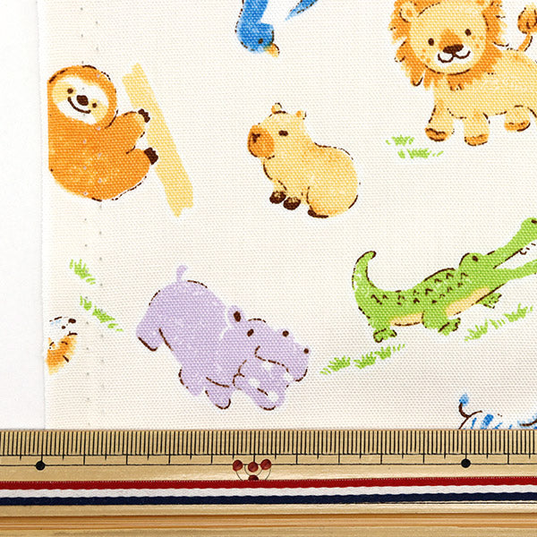 [Quantity starting from 5] Fabric 『Oxford Animal pattern beige 333-A-BE"