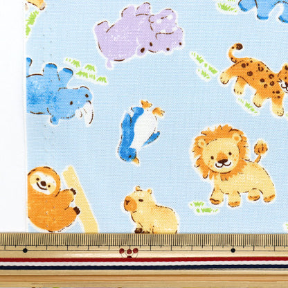 [Quantity starting from 5] Fabric 『Oxford Animal Pattern Blue 333-C-BL"