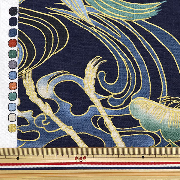 [From quantity 5] Fabric "Japanese pattern Dobby crane and turtle navy 1025-100-5D"
