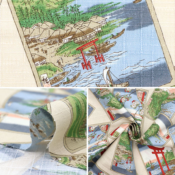 [From quantity 5] Fabric "Japanese Pattern Dobby Ukiyo-e Beige 1025-105-3A"