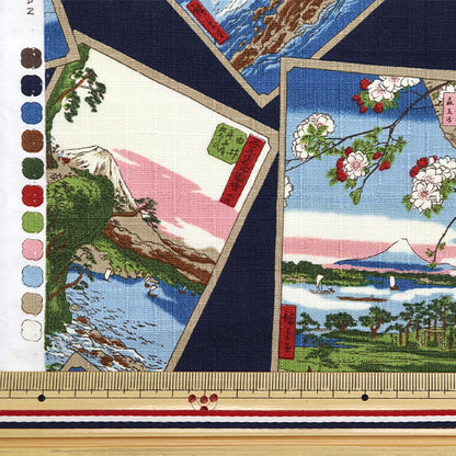 [From quantity 5] Fabric "Japanese pattern Dobby Ukiyo-e Navy 1025-105-3D"