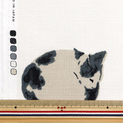 【数量5から】 生地 『ドビー 和柄 眠り猫 オフ 1025-1100-1A』