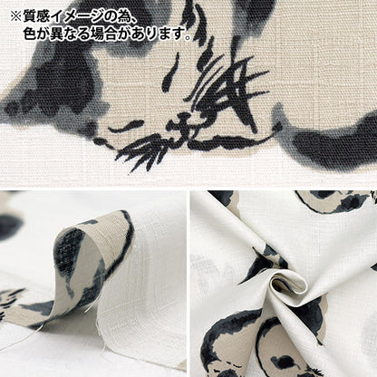 [数量从5开始] 织物 “多比日本图案睡眠猫海军1025-1100-1D"
