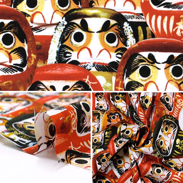 [From quantity 5] Fabric 『Sheeting Inkjet print Daruma kom-002"