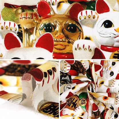 [From quantity 5] Fabric 『Sheeting Inkjet printed cat kom-003"