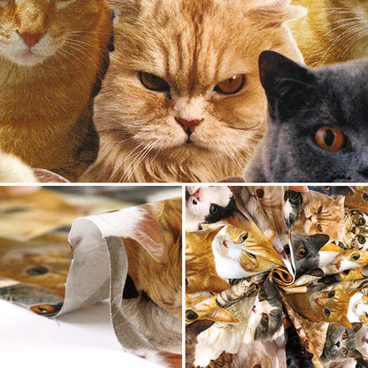 [Quantity starting from 5] Fabric 『Sheeting Inkjet Print Cat KOM-012"