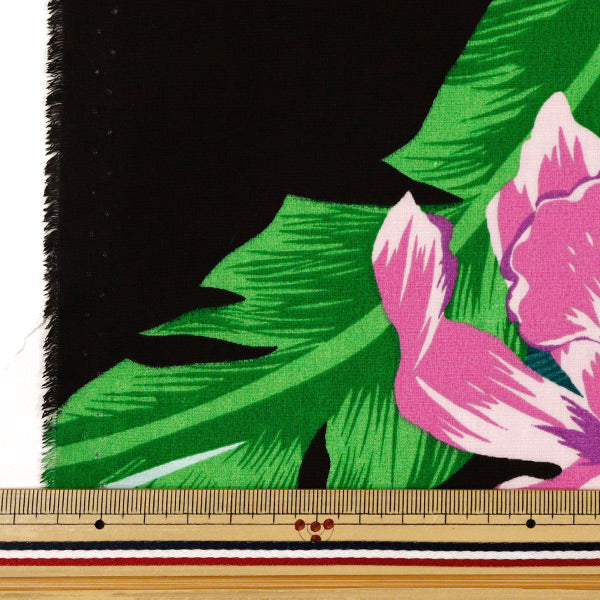 [Quantity starting from 5] Fabric "Mauna Loa TC Hawaiian Print Cattleya Black x Pink ZK000370"