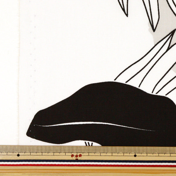 [Quantity starting from 5] Fabric "Mauna Loa TC Hawaiian Print Macana of O White x Black YFOP0332"