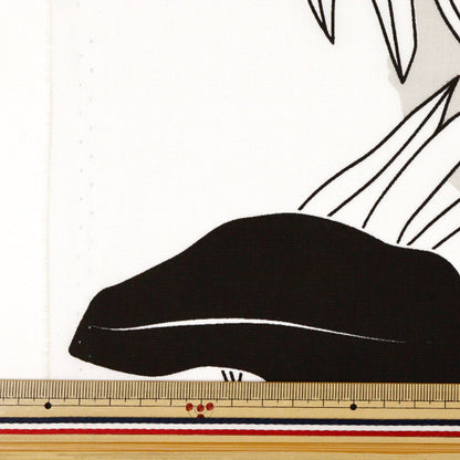 [Quantity starting from 5] Fabric "Mauna Loa TC Hawaiian Print Macana of O White x Black YFOP0332"