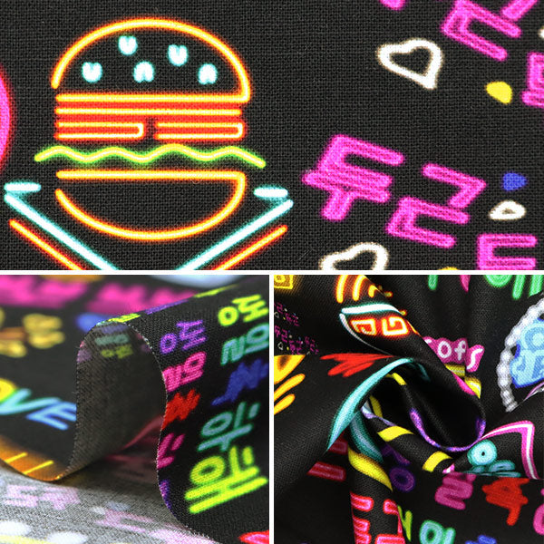 [Quantity starting from 5] Fabric 『Sheeting Inkjet Print Korean Neon Sign KOM-005"