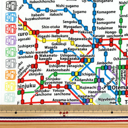 [Quantity starting from 5] Fabric 『Oxford Tokyo Metro Route Map Shiro KM1000-A"